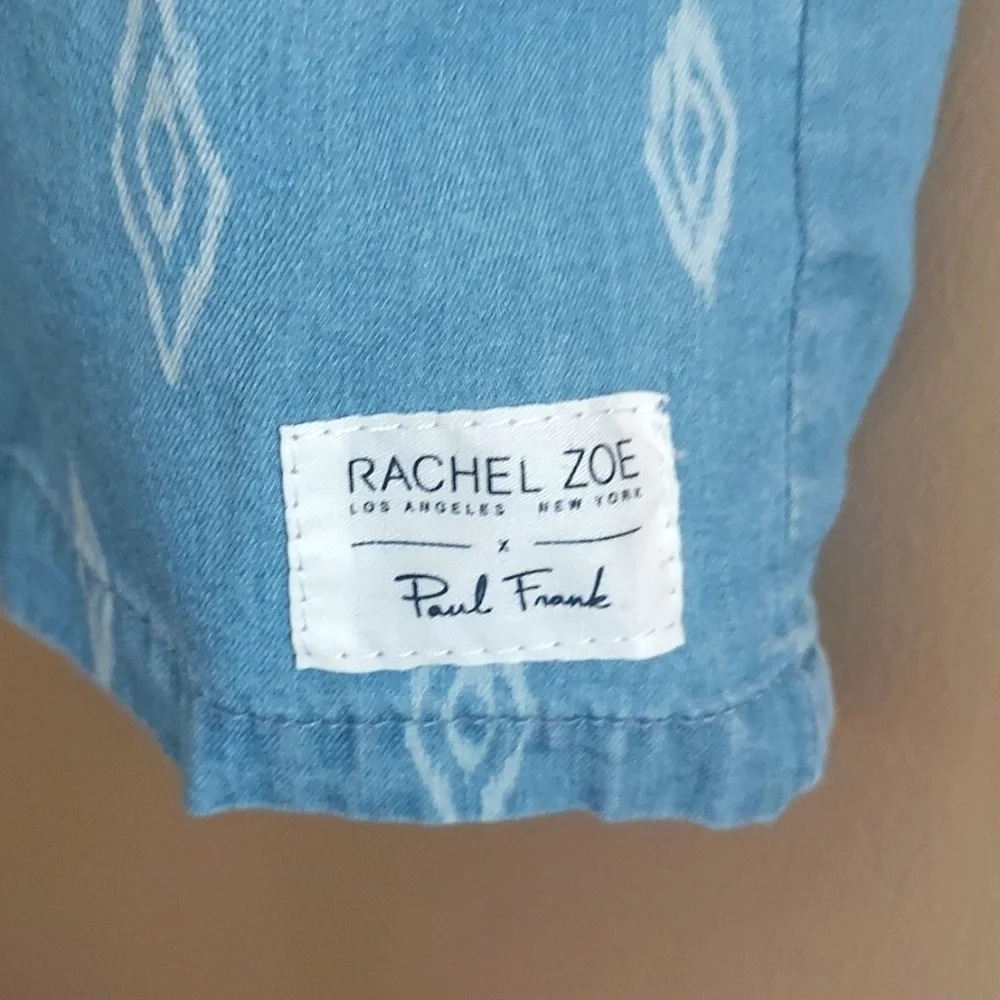Rachel Zoe x Paul Frank overall pinafore dress ruffles monkey - blue - size 4